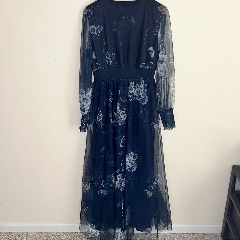 Baltic Born Dress Womens Large Floral Maxi Layla Tulle Event Wedding Party Navy - Picture 9 of 9